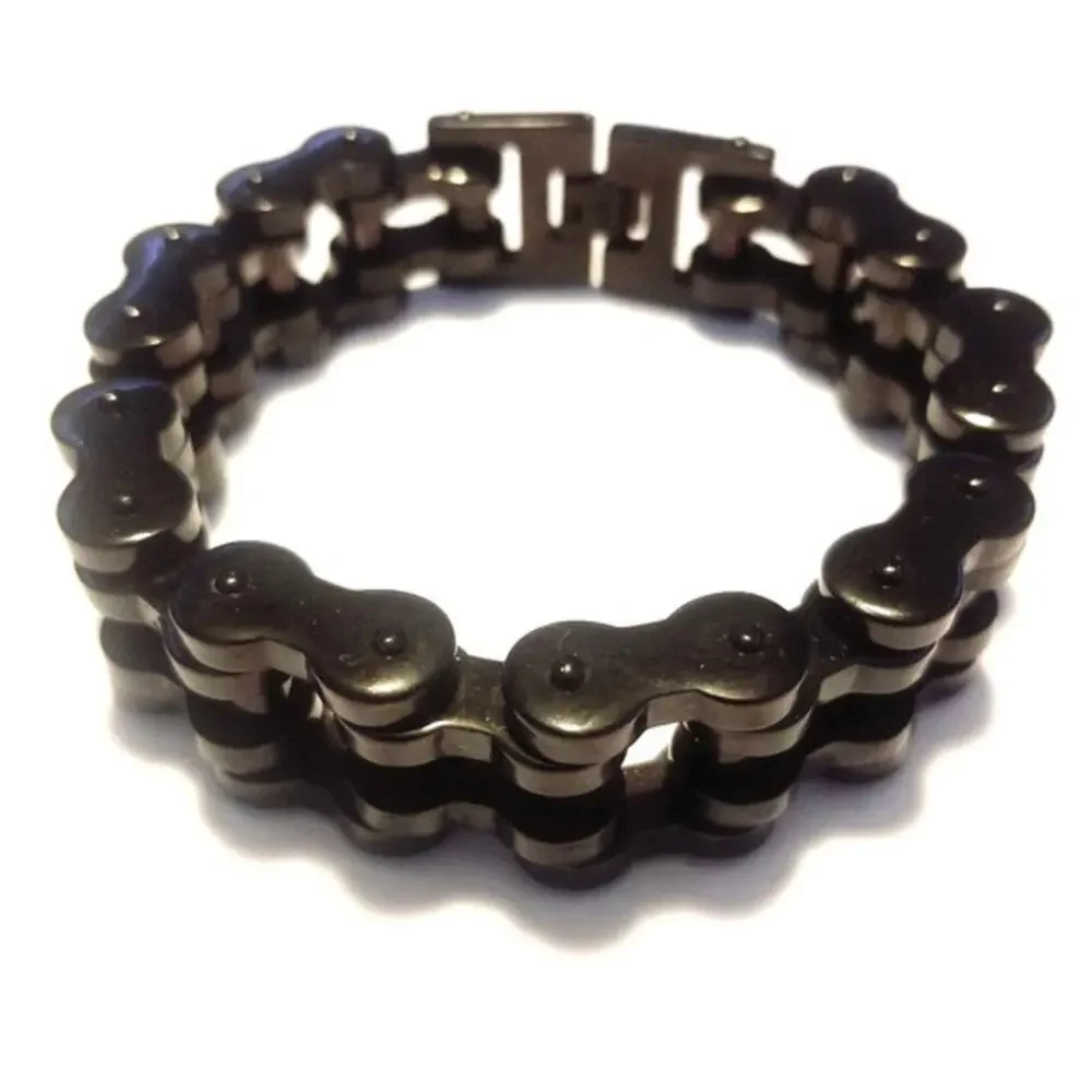 Men’s black 316L stainless steel bike‎ chain tarnish resistant bracelet 10